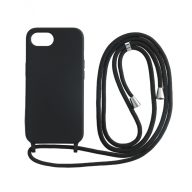 Iphone 16e TPU+PC fekete tok,Fekete zsinórral