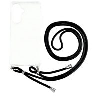 Sam S25 Plus  TPU+PC Átlát.tok,Fekete zsinórral