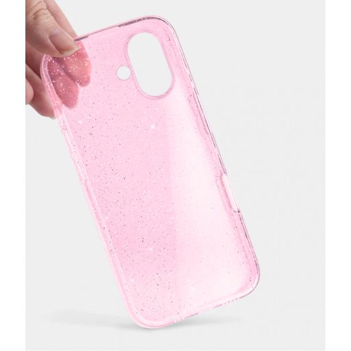 Iphone 16 Pro csillámos szilikon hátlap, Pink