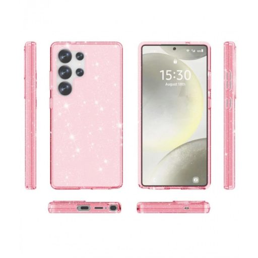 Samsung Galaxy S25 Ultra csillámos szilikon hátlap, Pink