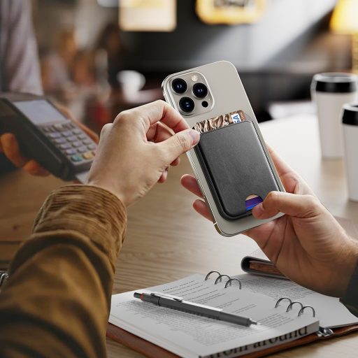 Kinyitható mágneses fém kártyatartó telefonhoz,Fekete