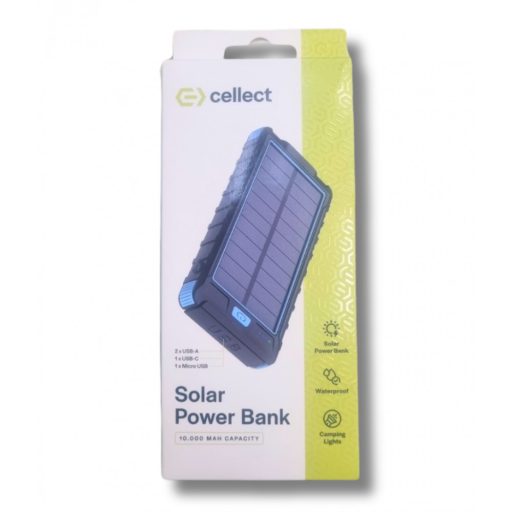 Cellect Solar Powerbank, 10000mAh, Fekete-Kék