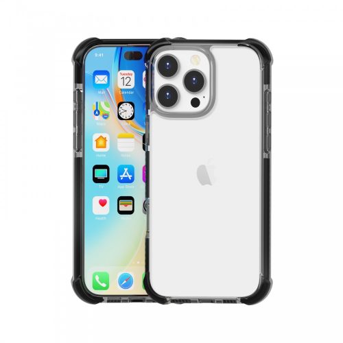 iPhone 16 Pro ütésálló szilikon hátlap, Fekete