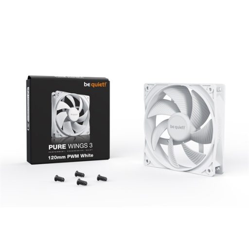 Be Quiet! Cooler 12cm - PURE WINGS 3 White 120mm PWM (1600rpm, 25,5dB, fehér)