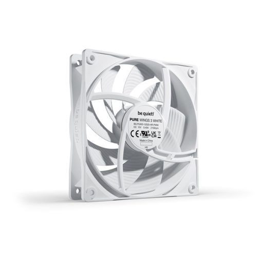 Be Quiet! Cooler 12cm - PURE WINGS 3 White 120mm PWM high-speed (2100rpm, 30,9dB, fehér)