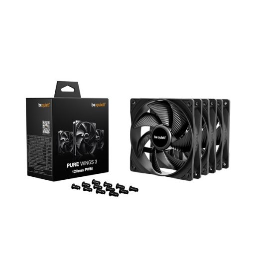Be Quiet! Cooler 12cm - PURE WINGS 3 120mm PWM 3-Pack (1600rpm, 25,5dB, fekete)