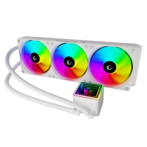 Rampage CPU Water Cooler - INFINITE V360 (Mágneses kijelző, 36,9dB max., 98,54 m3/h; 3x12cm, A-RGB LED, fehér)