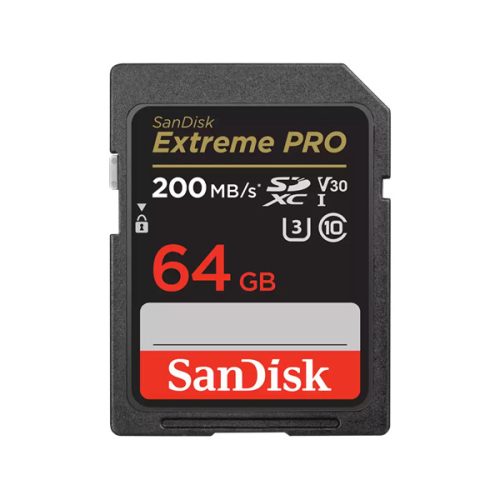 Sandisk SD kártya - 64GB SDXC Extreme Pro (200/90 MB/s Class 10 UHS-I, A1 V30)