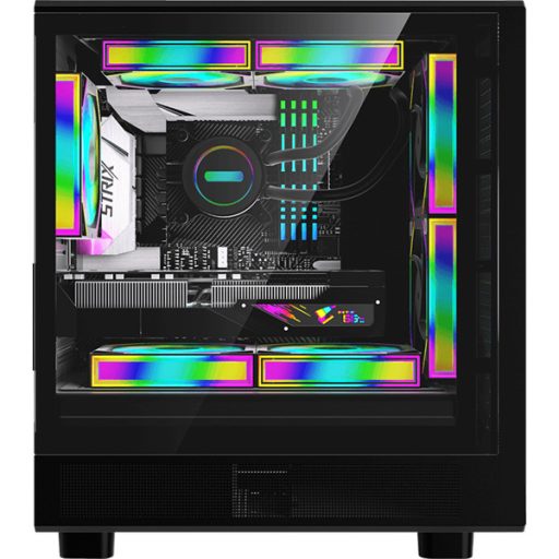 Formula Számítógépház - Air Mesh G2 Black (fekete, ablakos, 3x12cm venti, mATX, 2xUSB3.0)