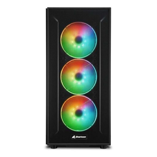 Sharkoon Számítógépház - TG6M RGB (fekete; ATX,mATX; alsó táp; 7x120mm v.; 2xUSB3.0, 2xUSB2.0, I/O)