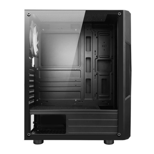 Spirit of Gamer Számítógépház - CLONE 3 Black (fekete, ablakos, 2x12cm ventilátor, alsó táp,  ATX, 1xUSB3.0, 2xUSB2.0)