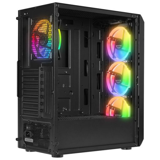 Everest Számítógépház - X-RACER (fekete; üveg; ATX; alsó táp; 4x120mm LED, 1xUSB3.0 + 2xUSB2.0)