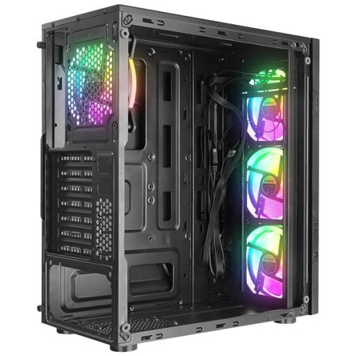 Everest Számítógépház - CREST V1 (fekete; üveg; ATX; alsó táp; 4x120mm RGB, 1xUSB3.0 + 2xUSB2.0)