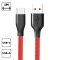 Szövetborítású Type-C adatkábel, Piros