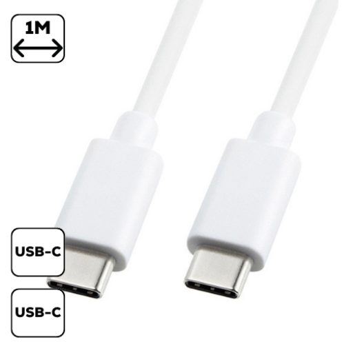 Adatkábel Type-C - Type-C 1m/3A, Fehér
