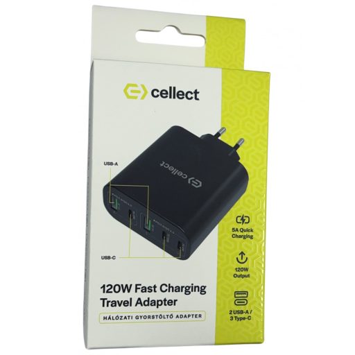 Hálózati gyorstöltő adapter 120W, Fekete
