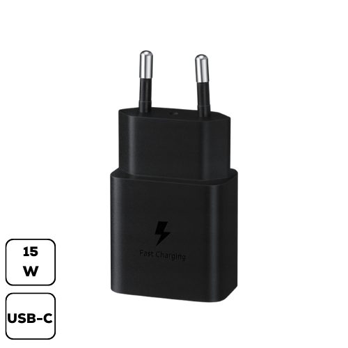 Samsung hálózati adapter, 15W PD USB-C, Fekete