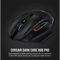   CORSAIR Vezetékes/Vezeték Nélküli Egér Gaming, DARK CORE RGB PRO, 8 programozható gomb, RGB, 18000dpi, fekete