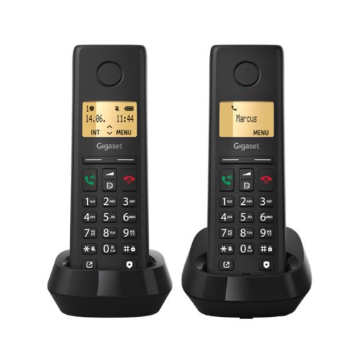 GIGASET DECT telefon, PURE 200 Duo, fekete