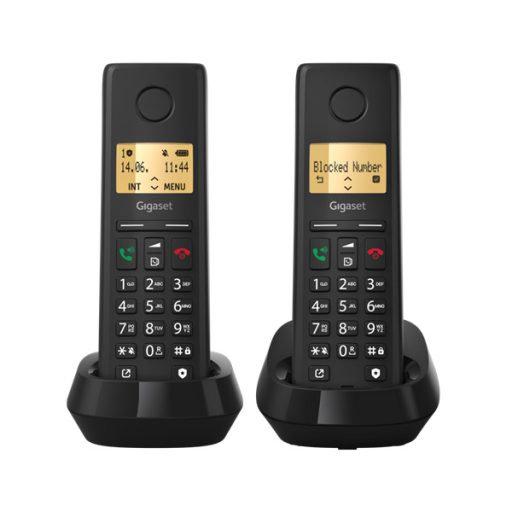 GIGASET DECT telefon, PURE 200 Duo, fekete