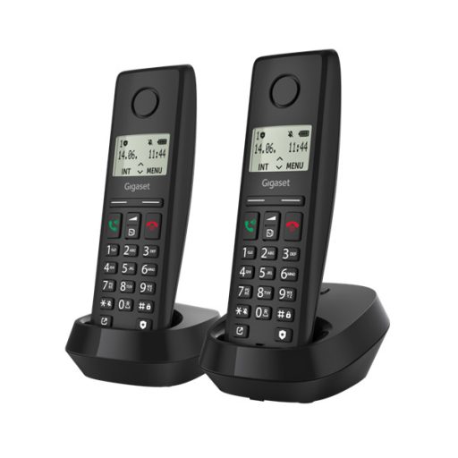 GIGASET DECT telefon, PURE 200 Duo, fekete