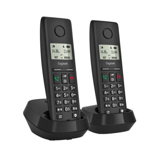 GIGASET DECT telefon, PURE 200 Duo, fekete