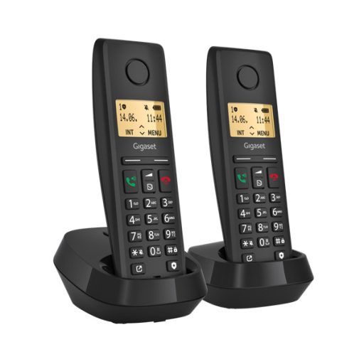 GIGASET DECT telefon, PURE 200 Duo, fekete