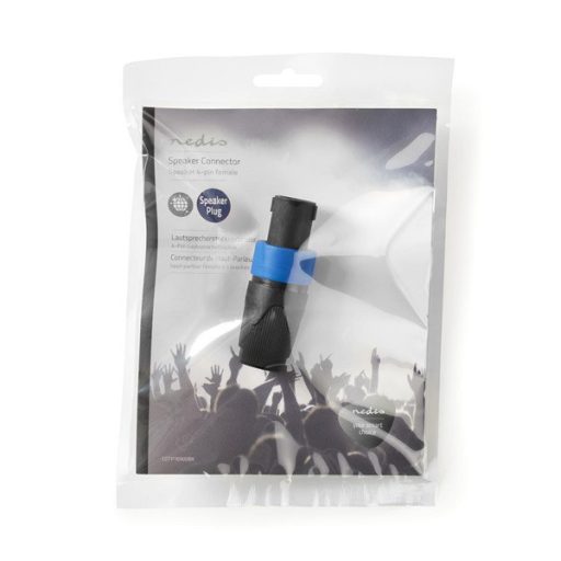 Nedis COTP16900BK hangszóró csatlakozó, egyenes dugó, forrasztható, Kábel bemeneti átmérő: 8,0 mm