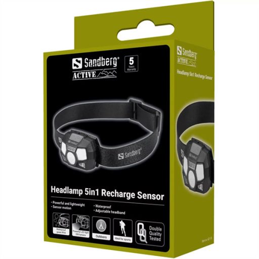 SANDBERG Fejlámpa, Headlamp 5in1 Recharge Sensor