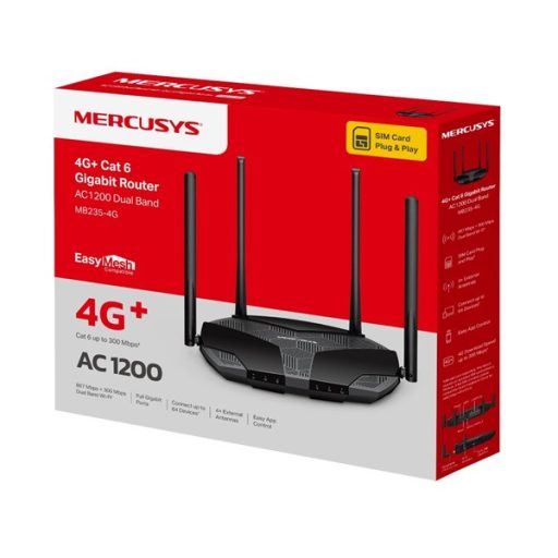 MERCUSYS 3G/4G Modem + Wireless Router AC1200 1xWAN/LAN(1000Mbps) +3xLAN(1000Mpbs), MB235-4G