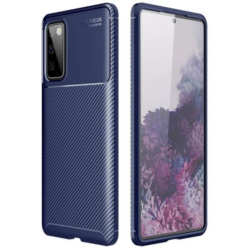 Huawei Y5P (2020) Carbon Fiber ütésálló szilikon tok kék