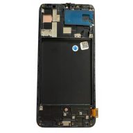   Samsung A705 Galaxy A70 (2019) fekete LCD kijelző érintővel és kerettel (Oled, small size)