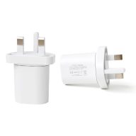   Utángyártott fehér hálózati USB-A töltőfej UK (angol) dugvillával 1000mAh 5W