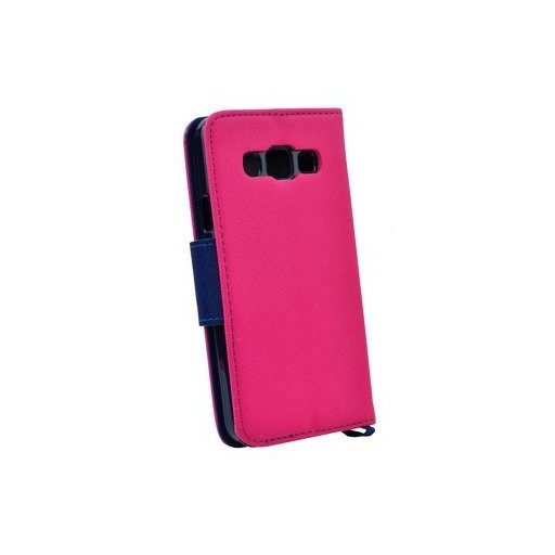 Fancy Apple iPhone X / XS oldalra nyíló mágneses könyv tok szilikon belsővel pink - kék