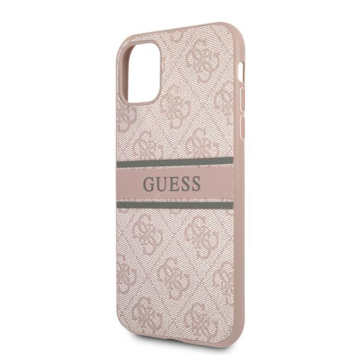 Guess Apple iPhone 11 (6.1) 2019 PU 4G Printed Stripe hátlapvédő tok pink (GUHCN614GDPI)