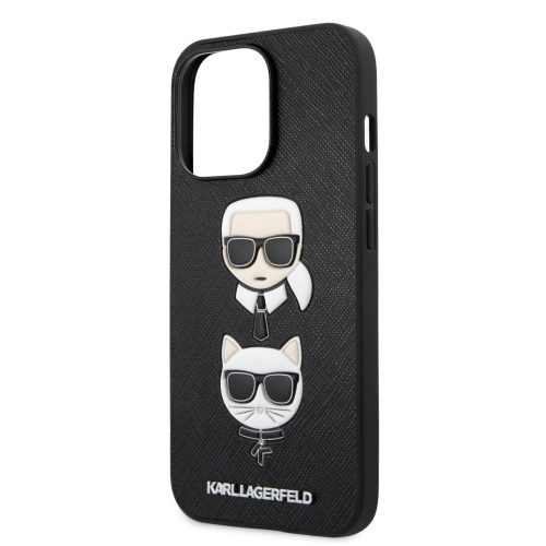 Karl Lagerfeld and Choupette Apple iPhone 13 Pro (6.1) PU Saffiano hátlapvédő tok fekete (KLHCP13LSAKICKCBK)