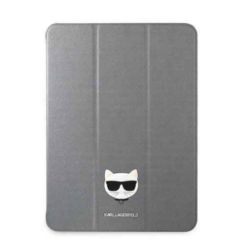 Karl Lagerfeld Apple iPad Pro 11 (2021) Choupette Head Saffiano oldalra nyíló könyv tok ezüst (KLFC11OCHG)