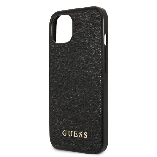 Guess Apple iPhone 13 (6.1) Saffiano PU Silicone hátlapvédő tok fekete (GUHCP13MSLSABK)