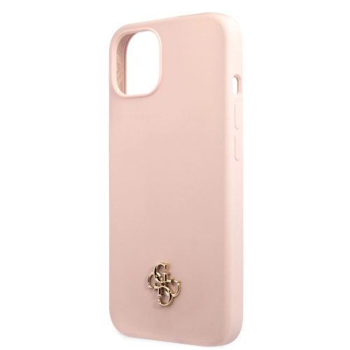 Guess Apple iPhone 13 Pro (6.1) 4G Silicone Metal Logo hátlapvédő tok pink (GUHCP13LS4LP)