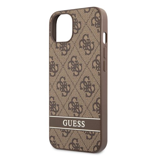 Guess PU 4G Stripe Apple iPhone 13 (6.1) hátlapvédő tok barna (GUHCP13MP4SNW)