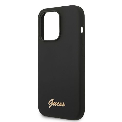 Guess Apple iPhone 14 Pro Max (6.7) Silicone Metal Logo hátlapvédő tok fekete (GUHCP14XSLSMK)