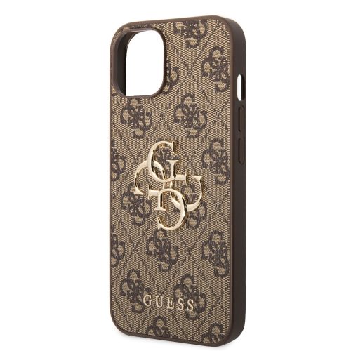 Guess Apple iPhone 14 (6.1) PU 4G Metal Logo hátlapvédő tok barna (GUHCP14S4GMGBR)