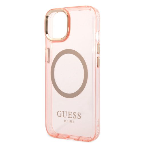 Guess Apple iPhone 14 (6.1) Translucent MagSafe hátlapvédő tok pink (GUHMP14SHTCMP)