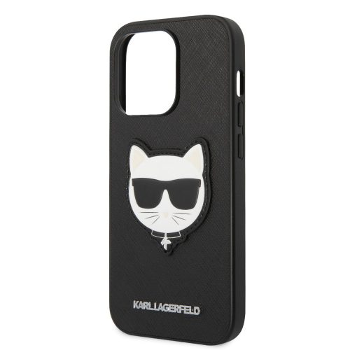 Karl Lagerfeld PU Saffiano Choupette Head Apple iPhone 14 Pro Max (6.7) hátlapvédő tok fekete (KLHCP14XSAPCHK)