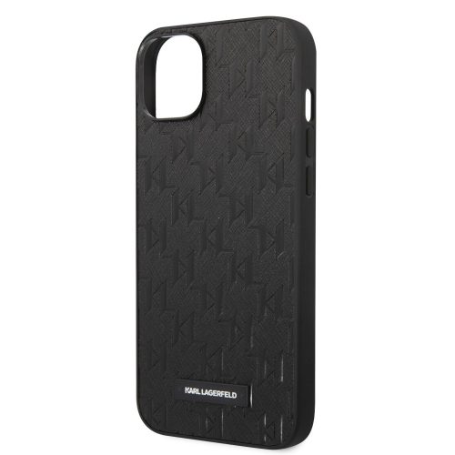 Karl Lagerfeld Saffiano Monogram Apple iPhone 14 Plus (6.7) hátlapvédő tok fekete (KLHCP14MSAKLHPK)