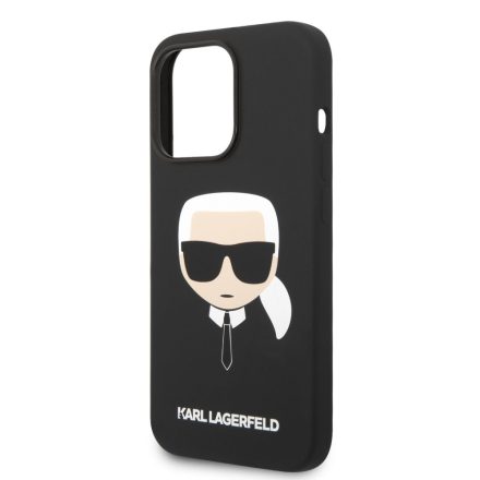 Karl Lagerfeld Liquid Silicone Karl Head Apple iPhone 14 Pro Max (6.7) hátlapvédő tok fekete (KLHCP14XSLKHBK)
