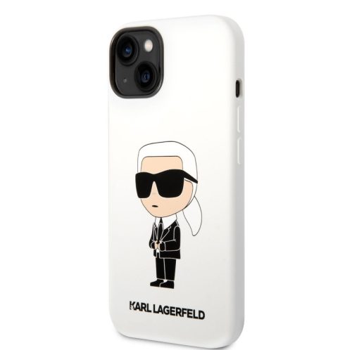 Karl Lagerfeld Liquid Silicone Ikonik NFT Apple iPhone 14 Plus (6.7) hátlapvédő tok fehér (KLHCP14MSNIKBCH)