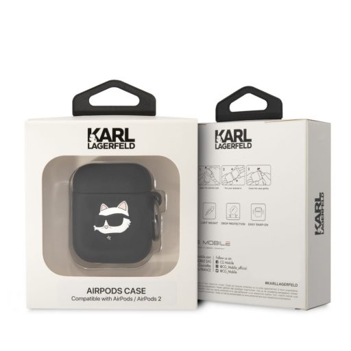 Karl Lagerfeld 3D Logo NFT Choupette Head Apple AirPods 1/2 szilikon tok fekete (KLA2RUNCHK)