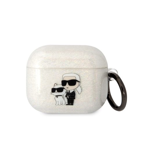 Karl Lagerfeld 3D Logo NFT Karl and Choupette TPU Glitter Apple Airpods 3 szilikon tok fehér (KLA3HNKCTGT)