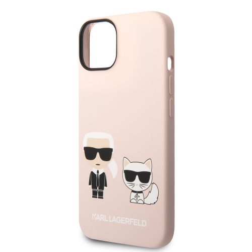 Karl Lagerfeld and Choupette Liquid Silicone Apple iPhone 14 (6.1) hátlapvédő tok pink (KLHCP14SSSKCI)